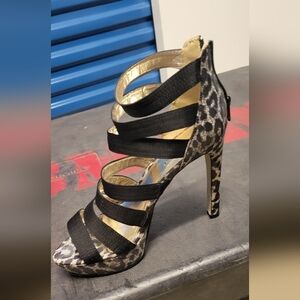 Shoedazzle Amerie Black Cheetah Heels